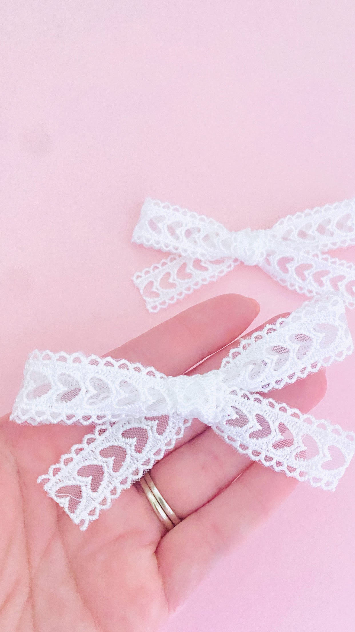 White Valentina Hollow Hearts Pattern