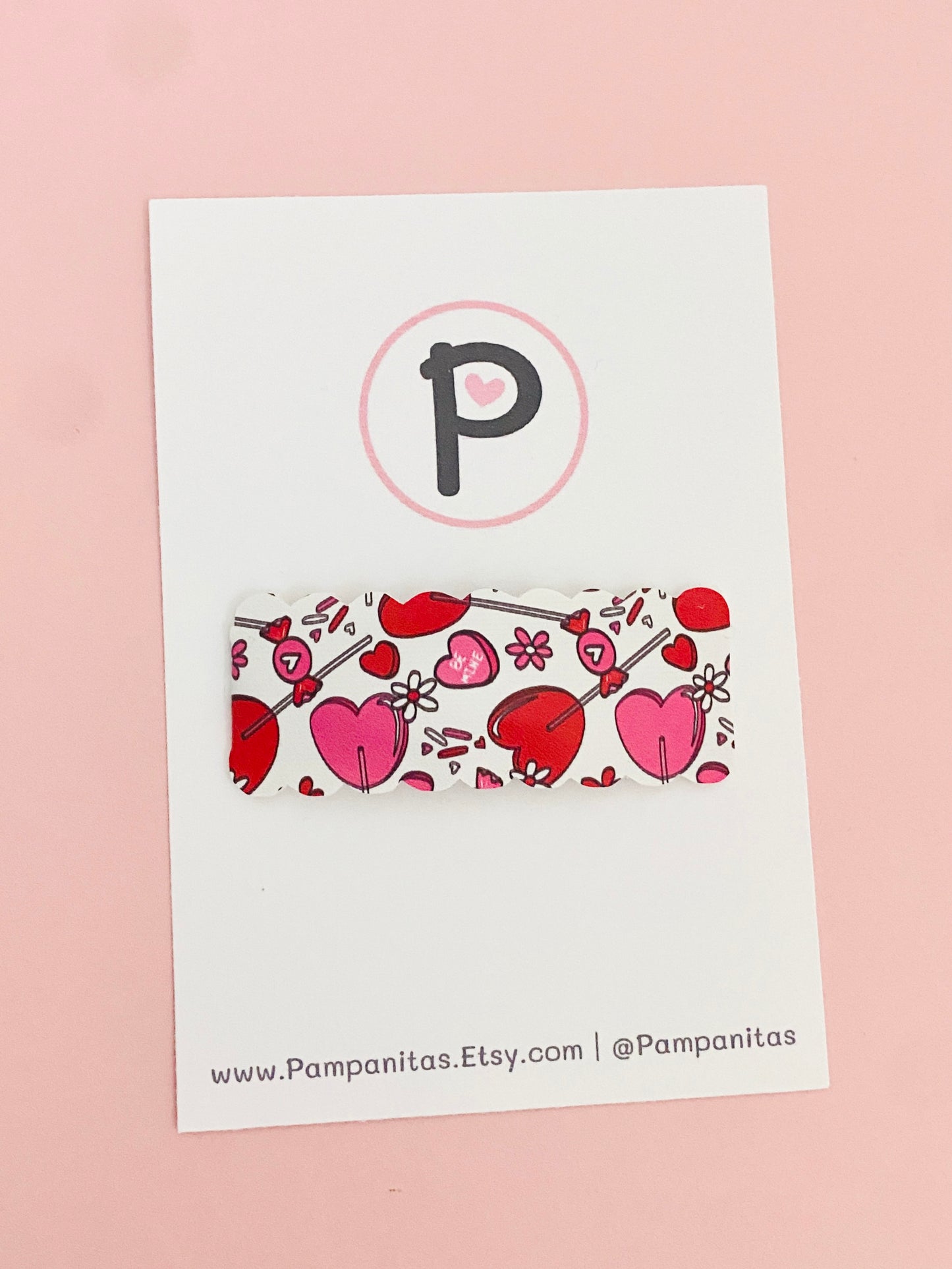 Snap Hair Clips - Valentines Pattern