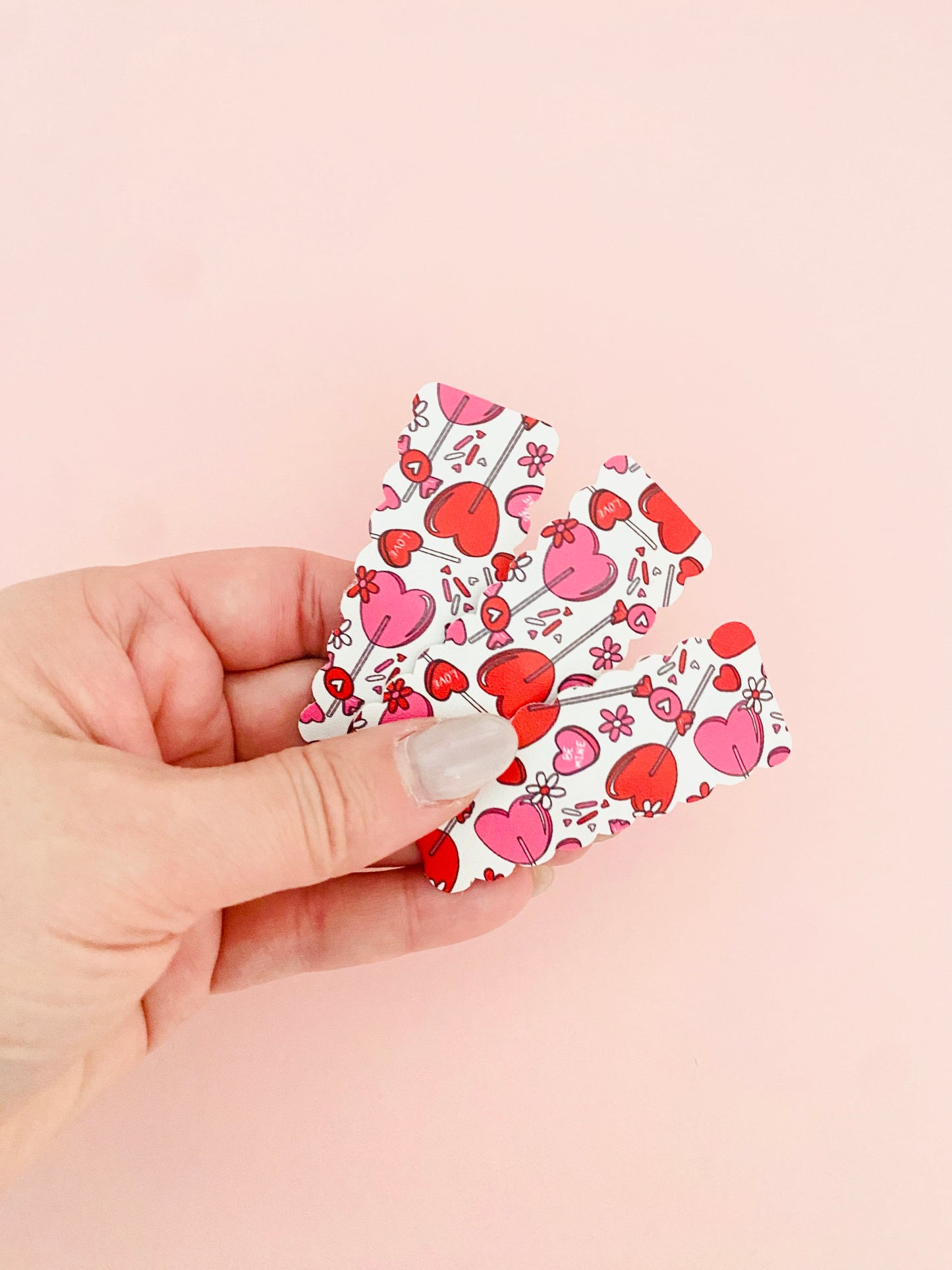 Snap Hair Clips - Valentines Pattern