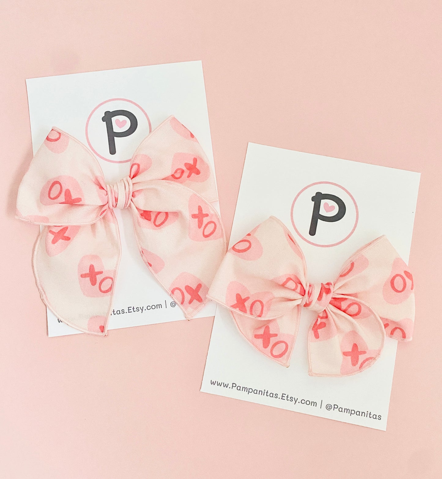 Valentines Hair Bows - XOXO on Heart Pattern