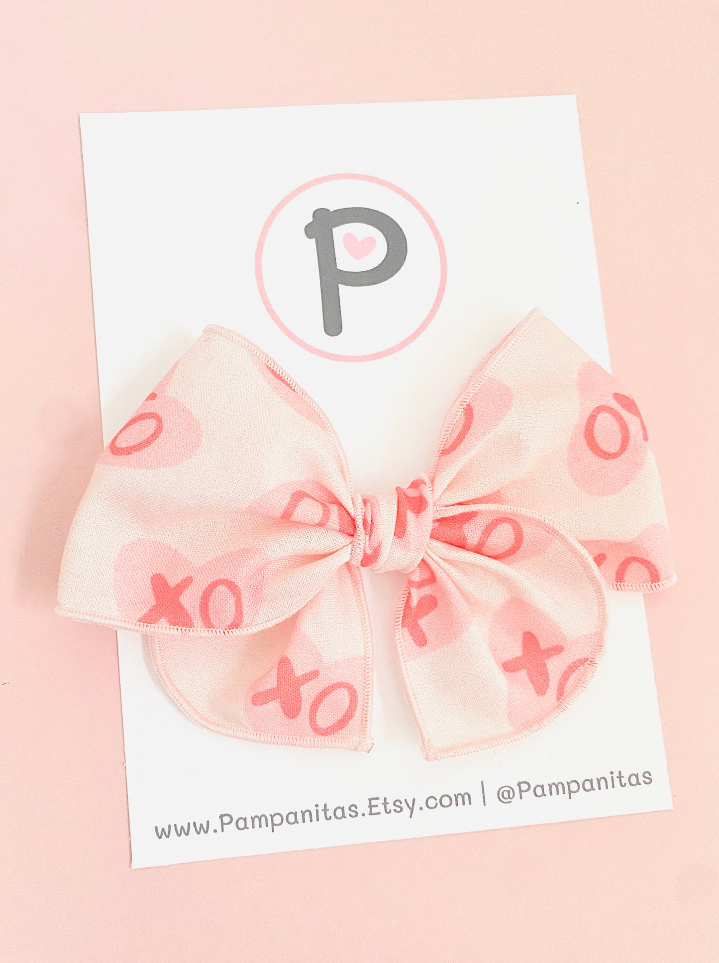 Valentines Hair Bows - XOXO on Heart Pattern