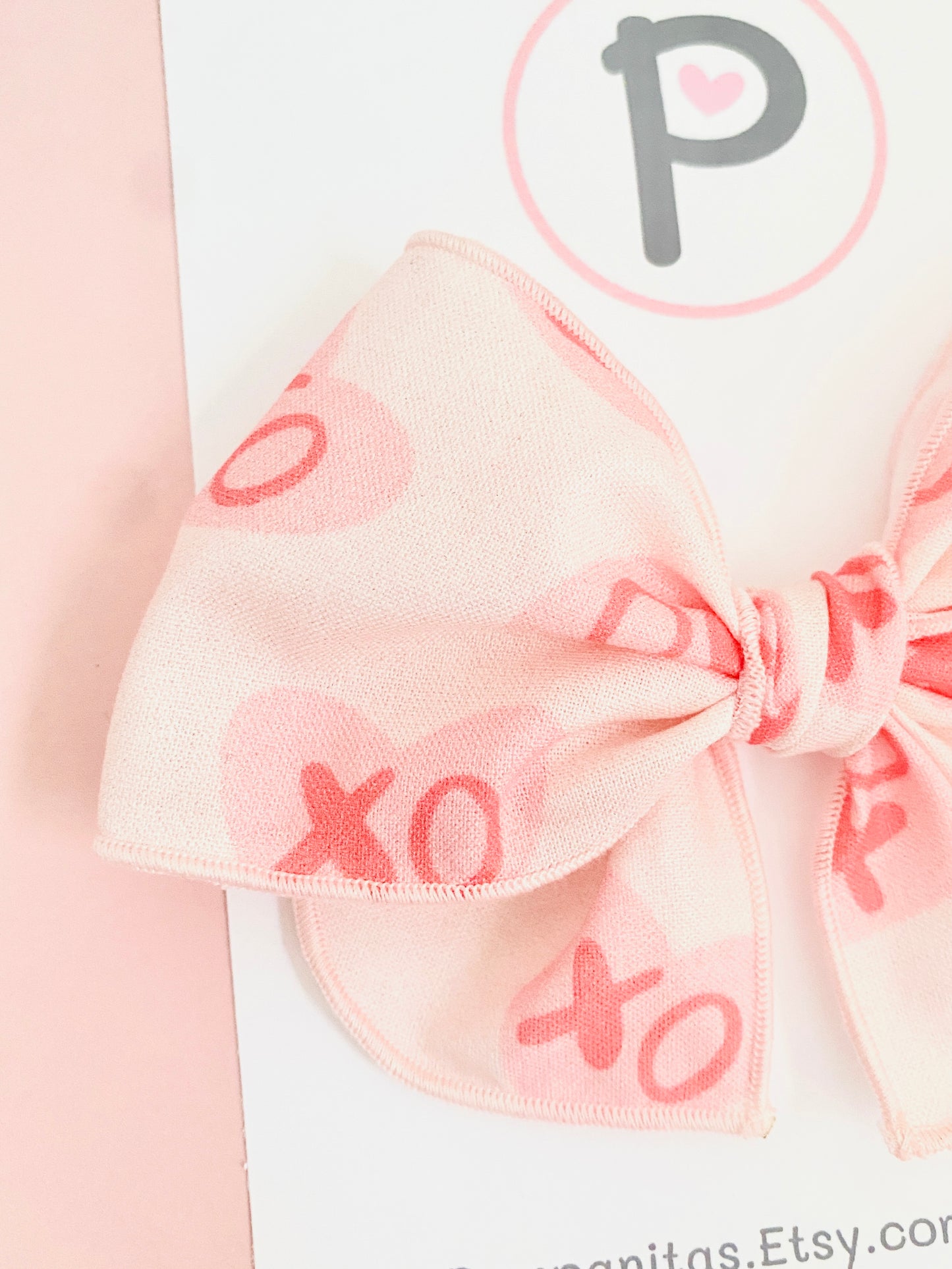 Valentines Hair Bows - XOXO on Heart Pattern