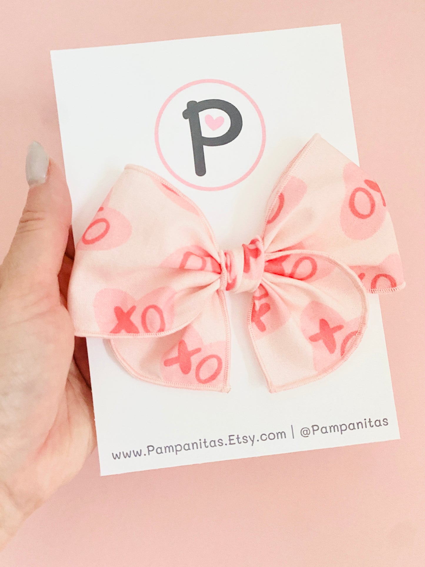 Valentines Hair Bows - XOXO on Heart Pattern