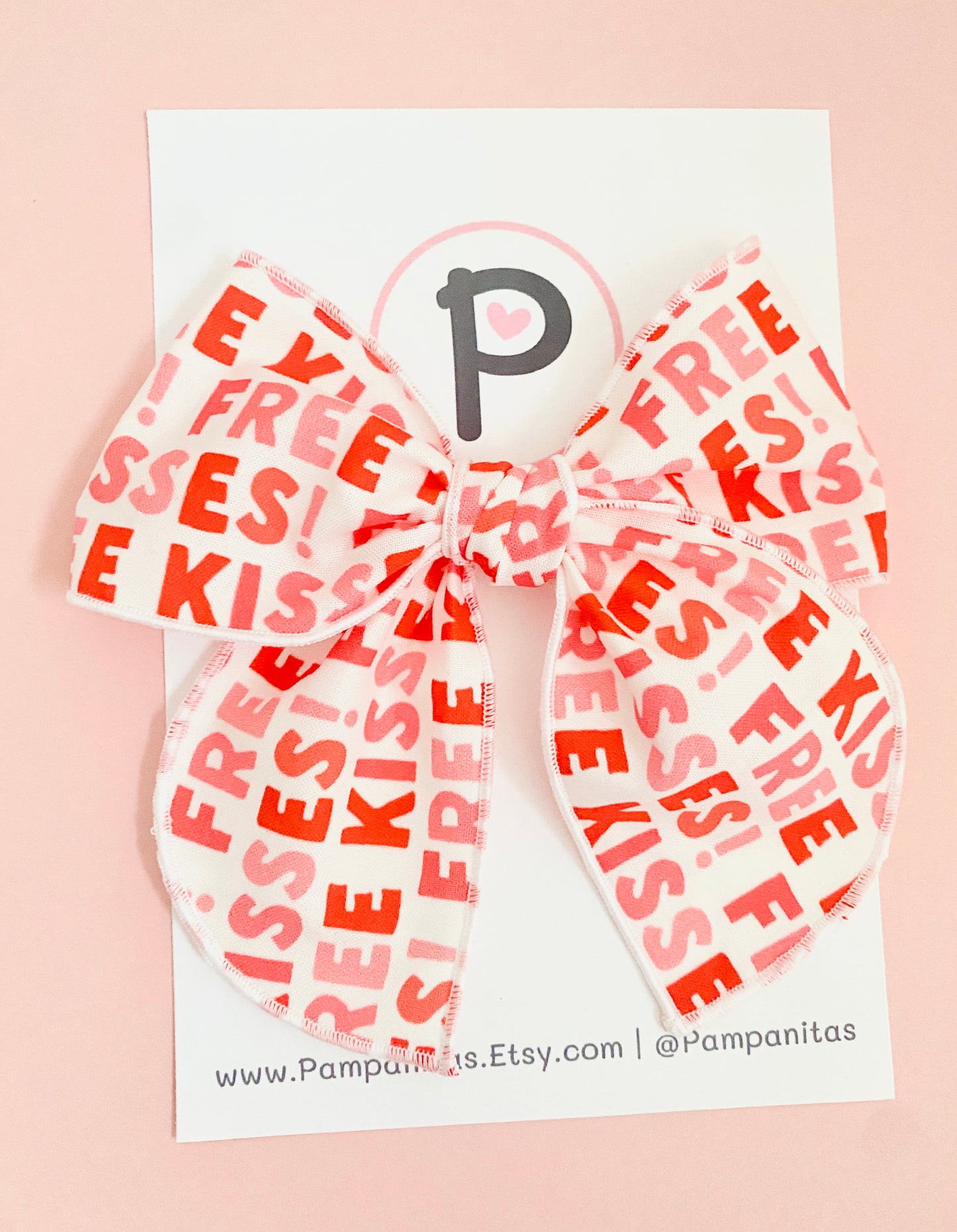 Valentines Hair Bows - Kisses Pattern