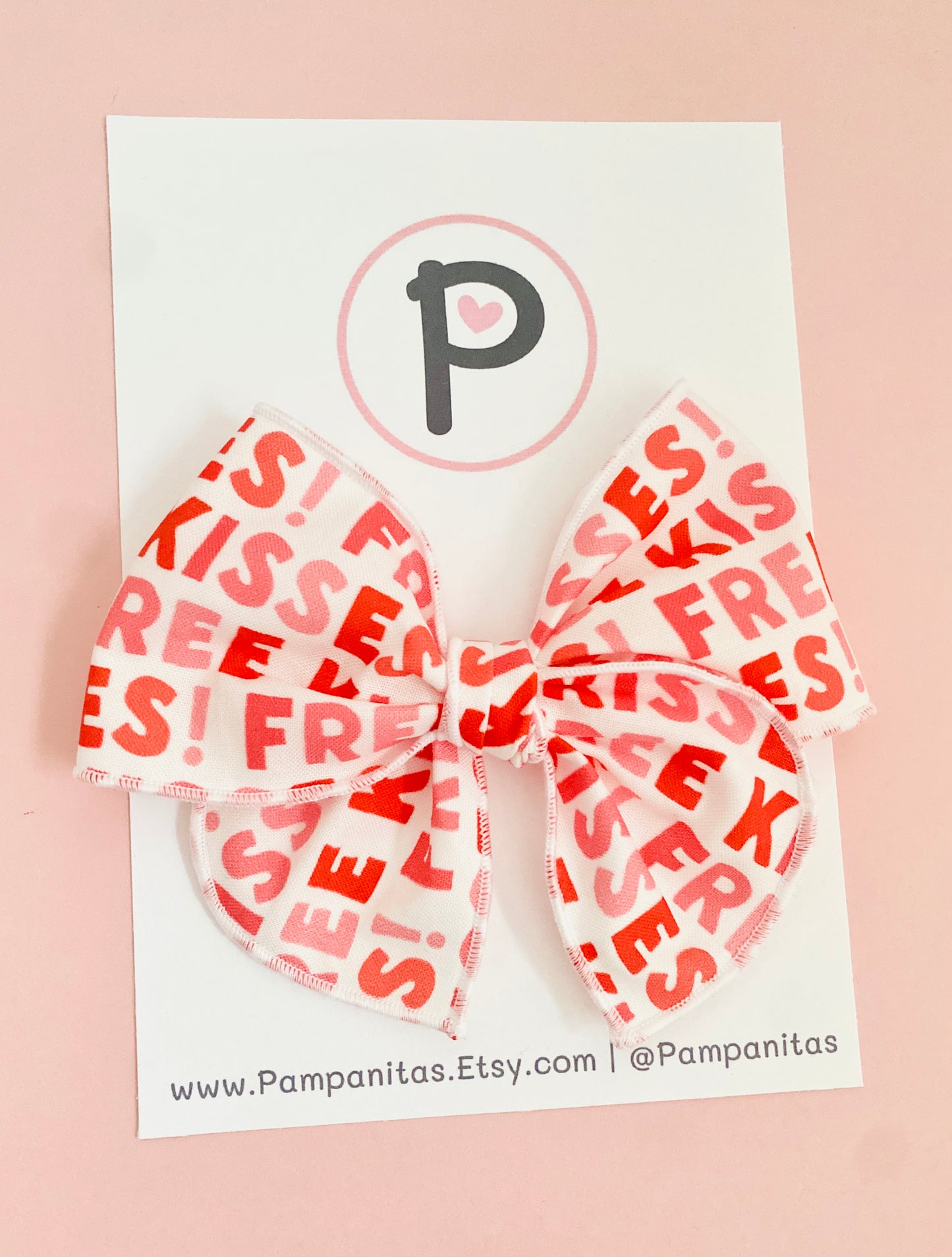 Valentines Hair Bows - Kisses Pattern