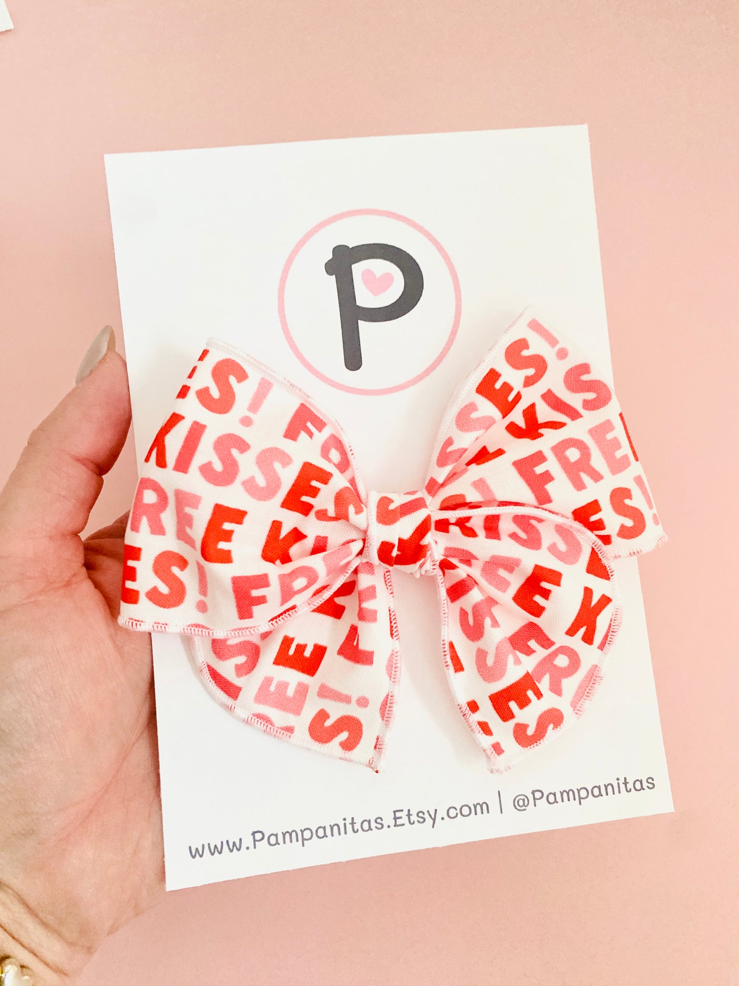 Valentines Hair Bows - Kisses Pattern