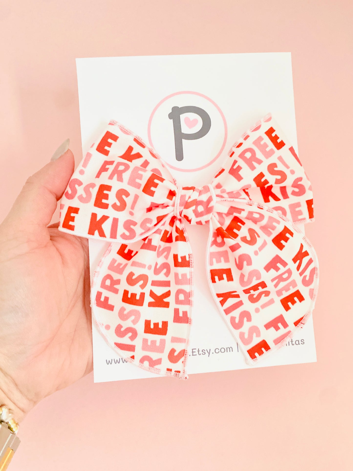Valentines Hair Bows - Kisses Pattern