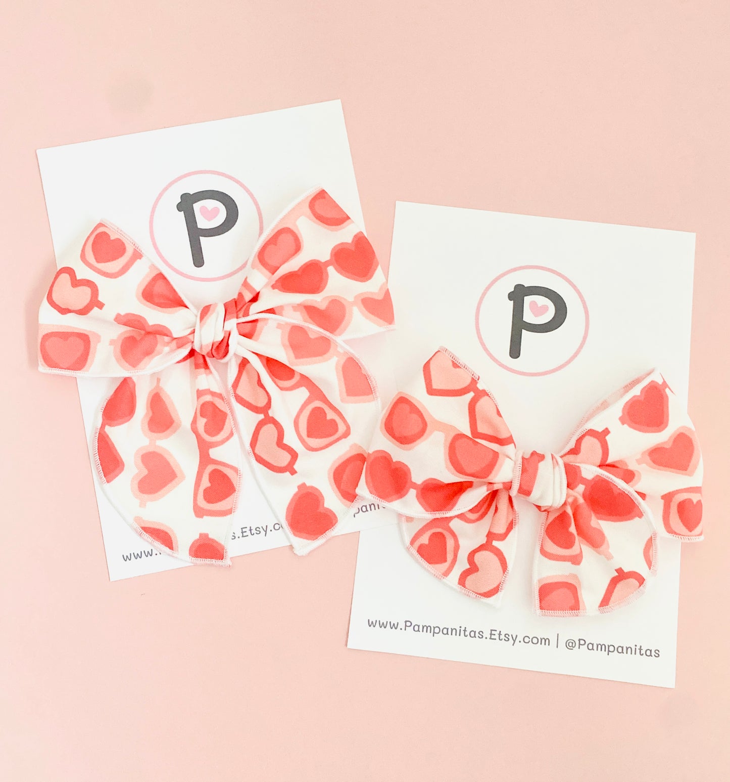 Valentines Hair Bows - Heart glasses pattern