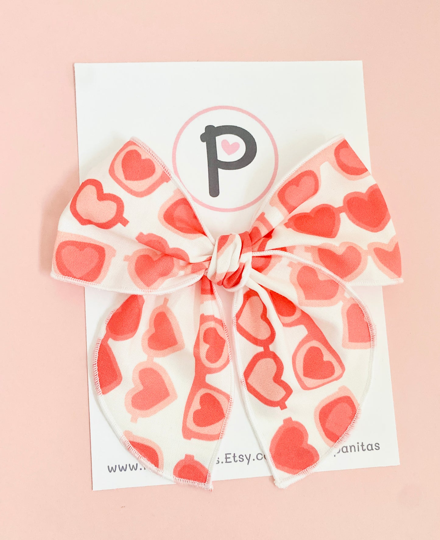 Valentines Hair Bows - Heart glasses pattern