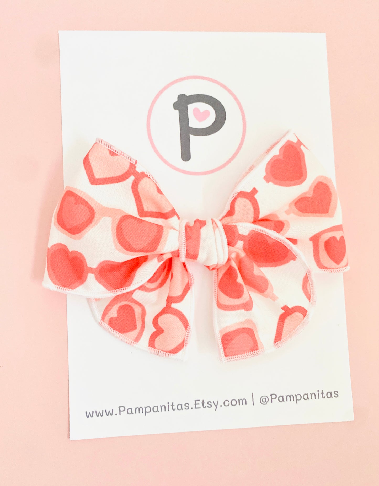 Valentines Hair Bows - Heart glasses pattern