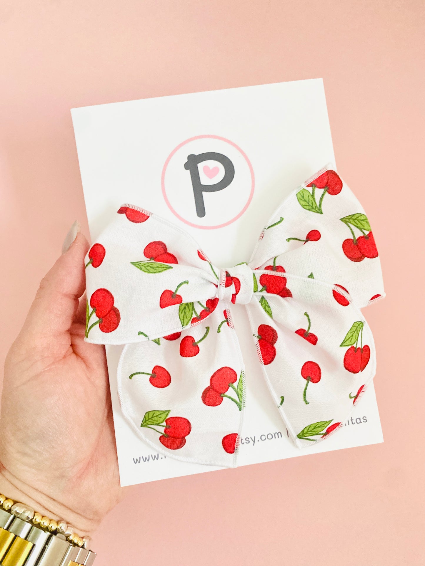 Hair Bows - Cherry Pattern