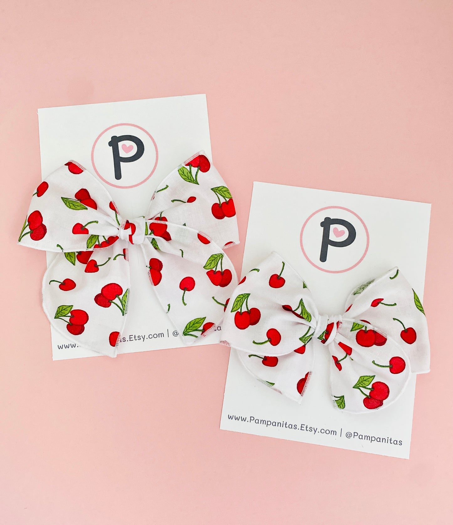 Hair Bows - Cherry Pattern