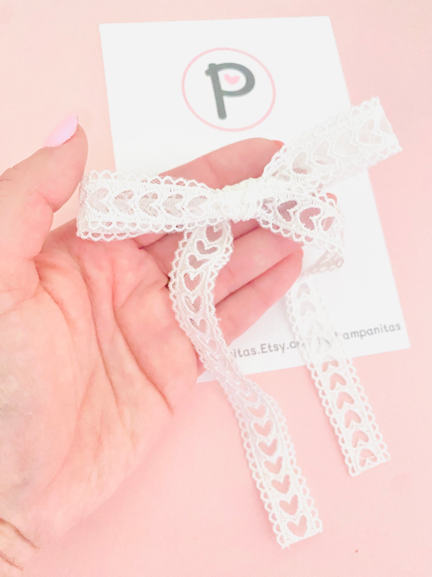 White Valentina Hollow Hearts Pattern