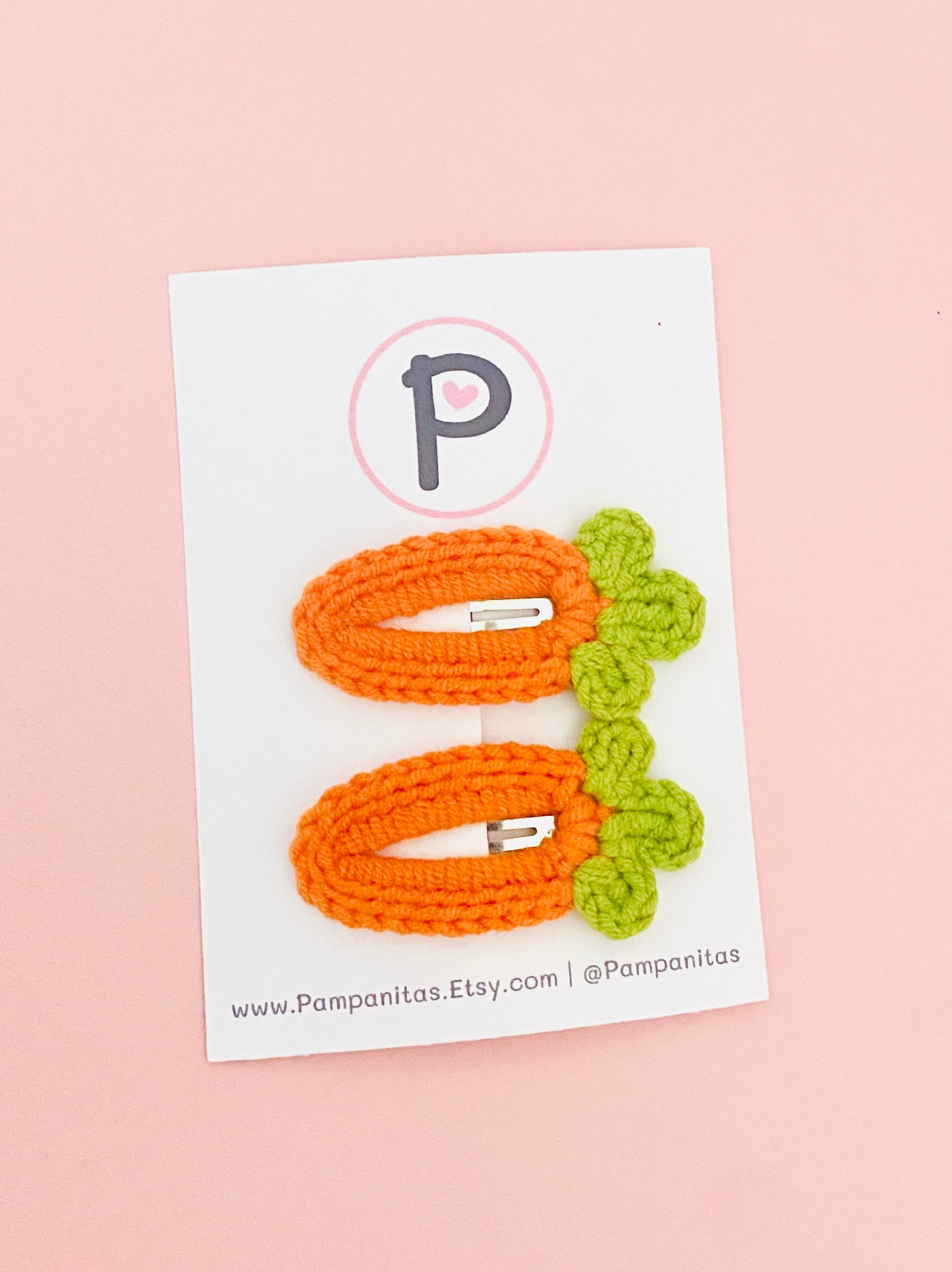Crochet Carrot Hair Clip Set