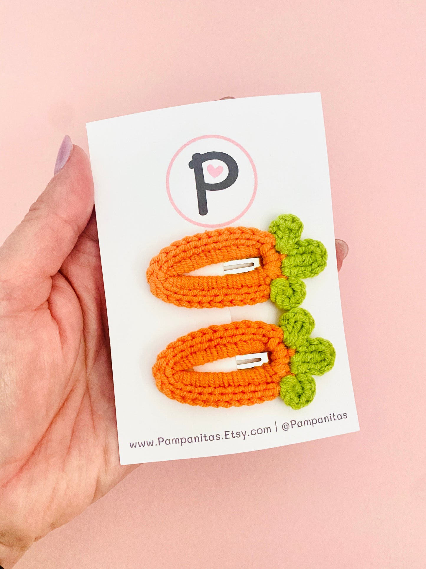 Crochet Carrot Hair Clip Set