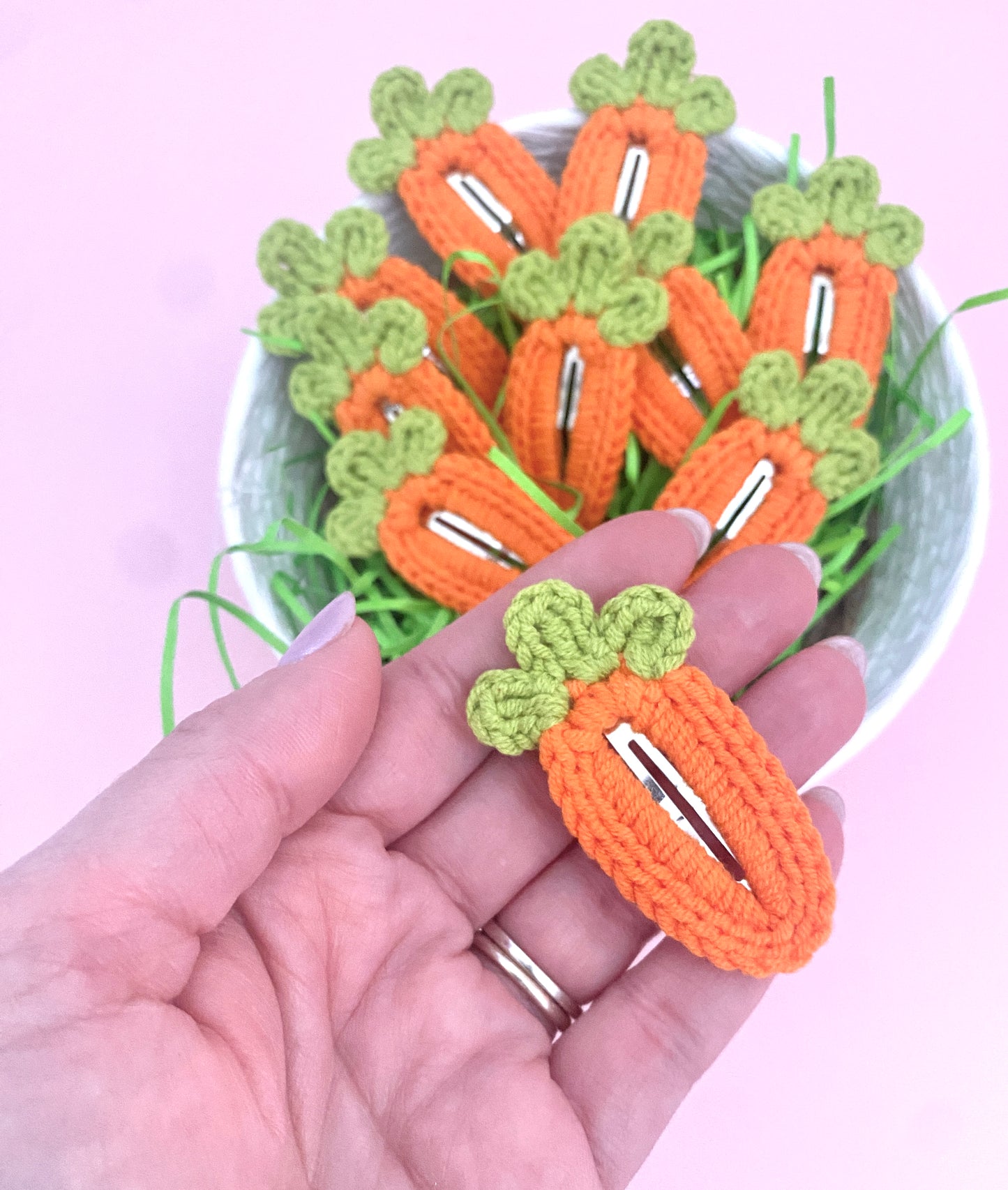 Crochet Carrot Hair Clip Set