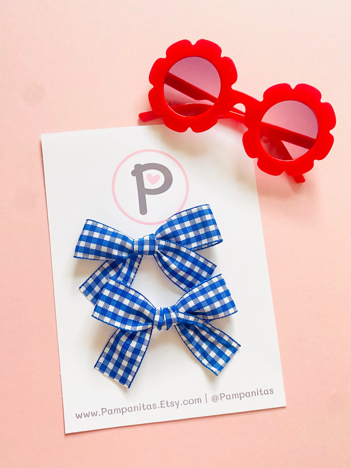 Valentina Bows - White & Blue Plaid