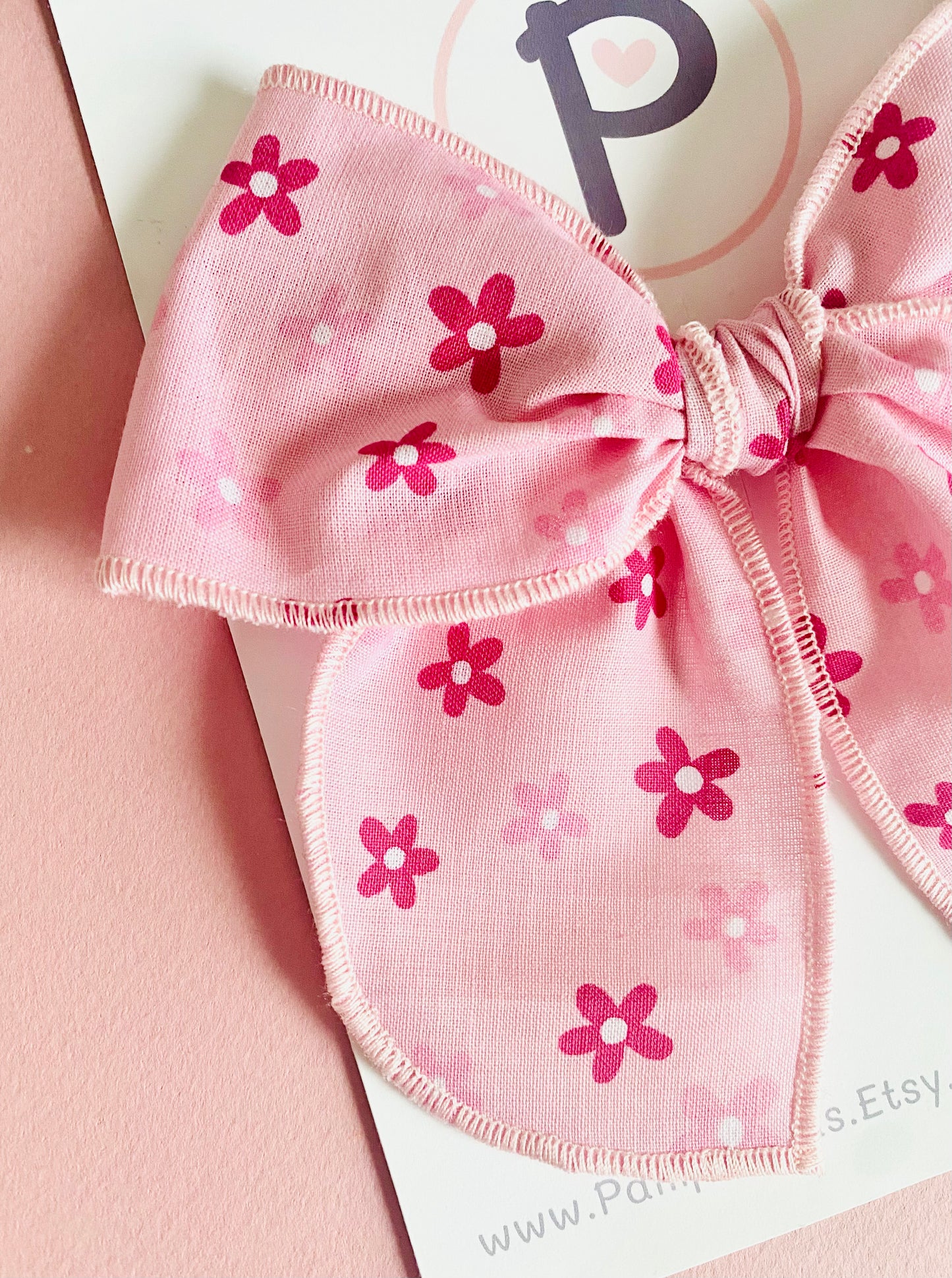 Amanda Pink Flowers Bow