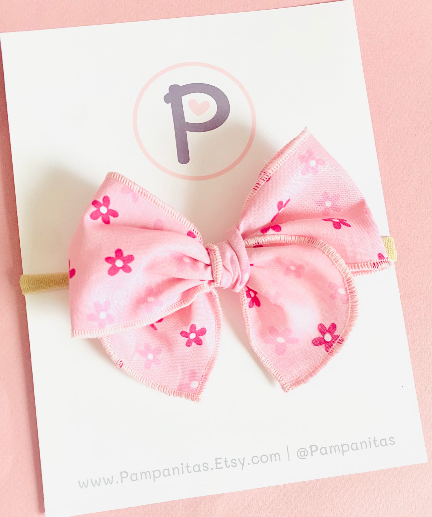 Amanda Pink Flowers Bow