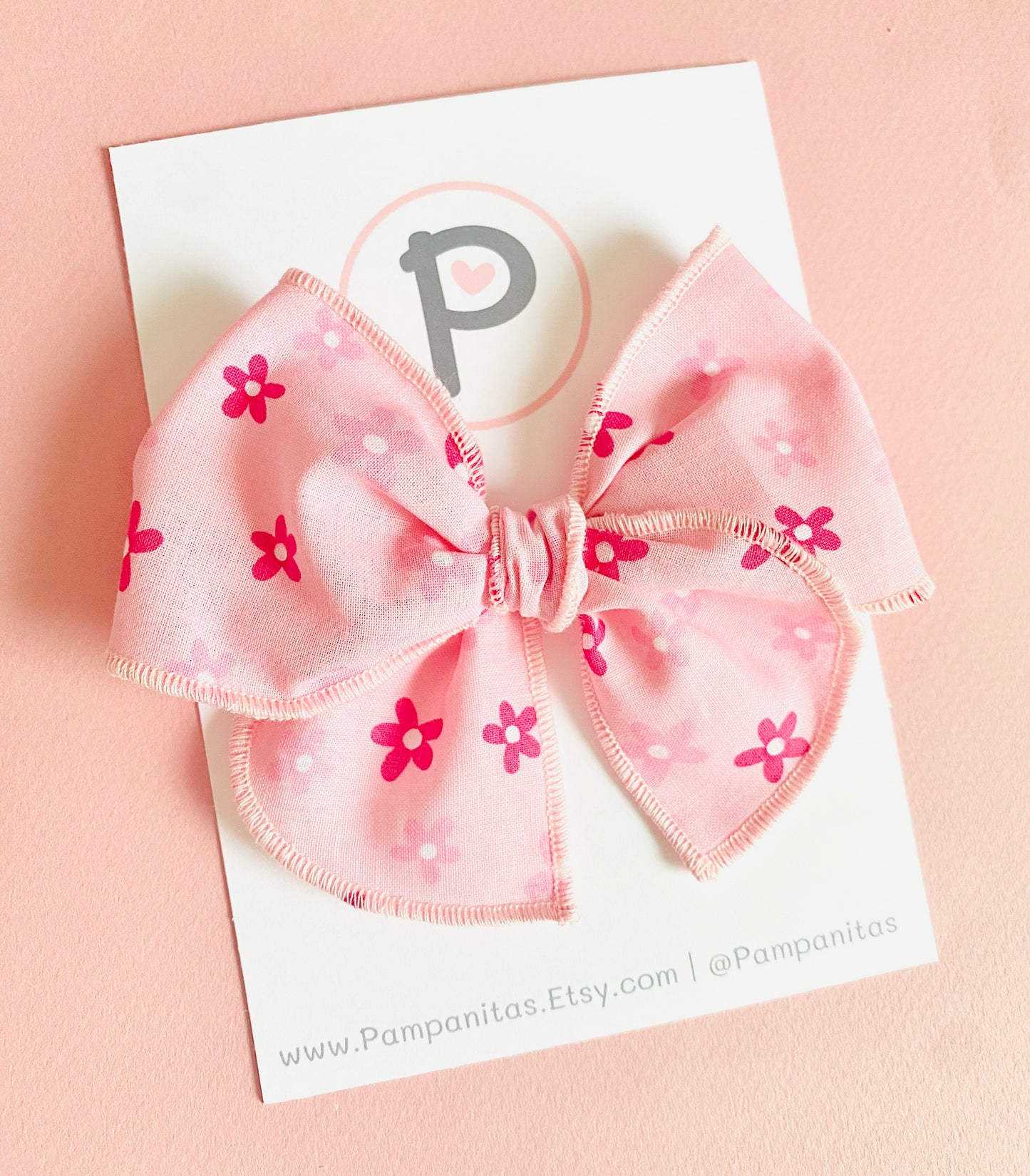 Amanda Pink Flowers Bow