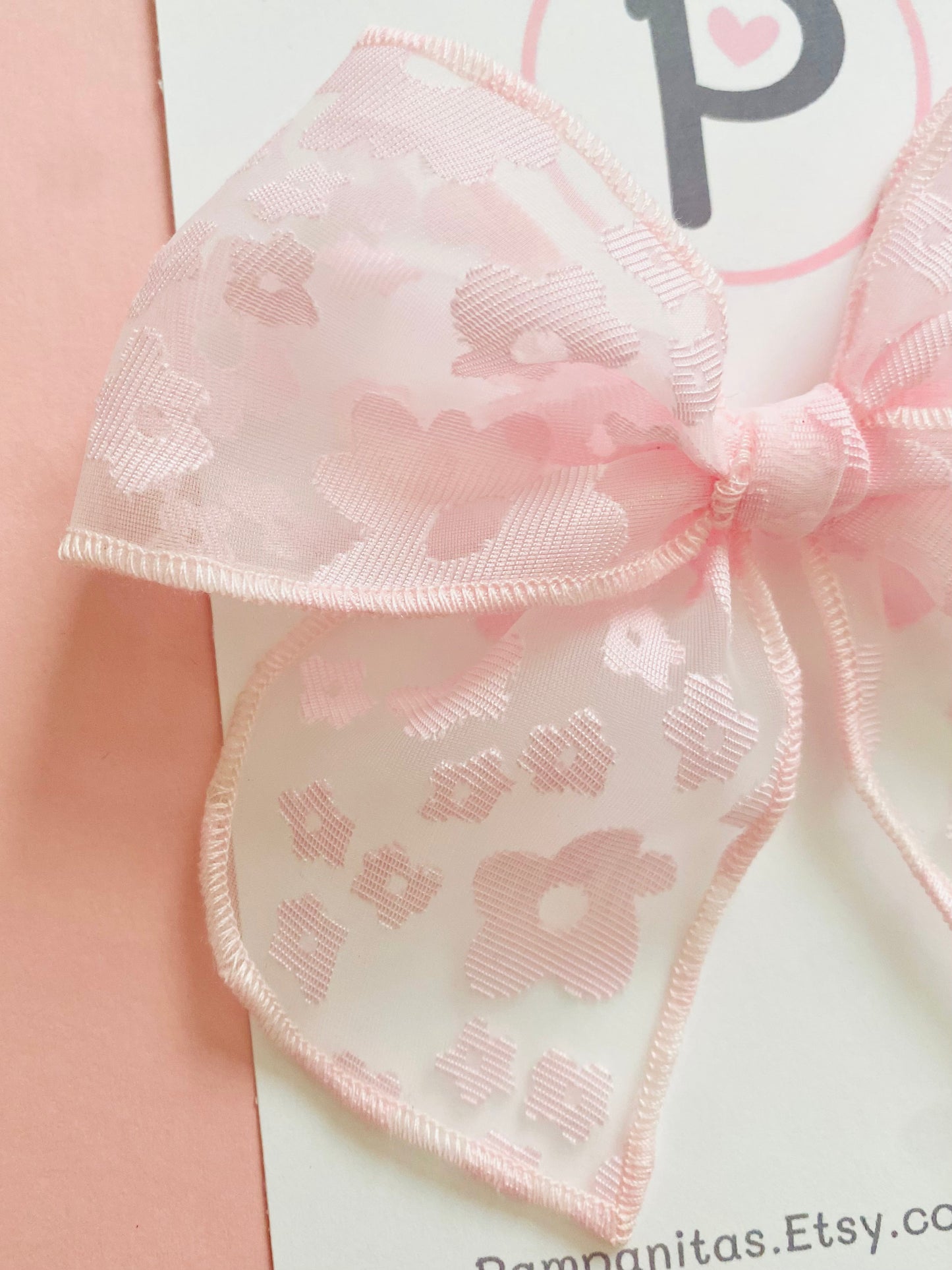 Pink Flowered Tulle Pattern: Amanda Bows