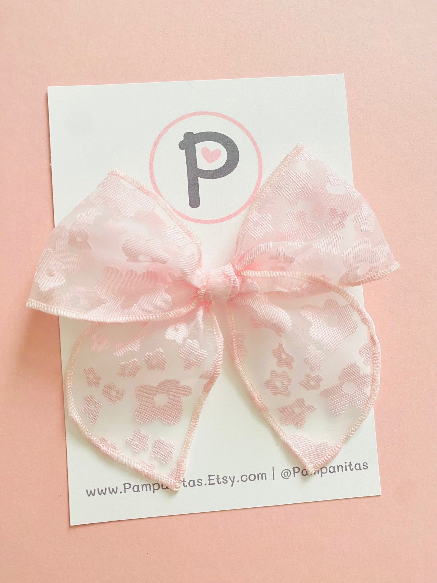Pink Flowered Tulle Pattern: Amanda Bows