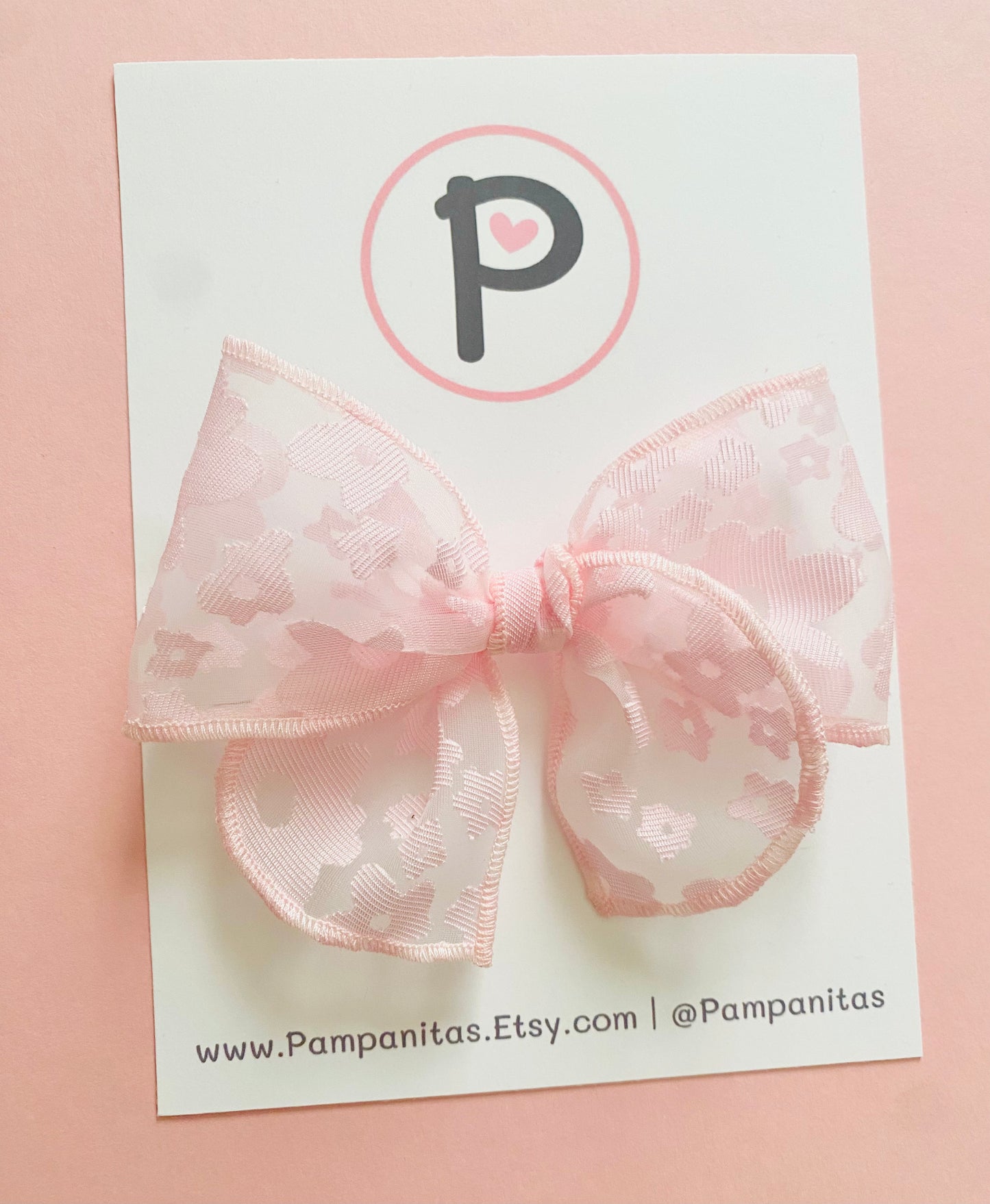 Pink Flowered Tulle Pattern: Amanda Bows